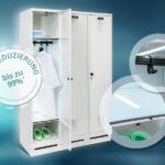 Der UV-C Garderobenschrank von C + P vereint die positiven Eigenschaften von UV-Licht und Stahl