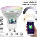 Luminea Home Control WLAN-LED-Glas-Spot GU10 für Siri