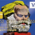 Bank mit Köpfchen: Karl Marx als künstlerisches Kreditkarten-Motiv im Pop Art-Stil