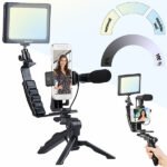 Somikon 4-teiliges Vlogging-Set mit LED-Leuchte