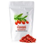 Die Goji Beeren von Copaya stammen aus kontrolliert biologischem Anbau und kommen in der wiederverschliebaren Frischetüte.