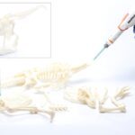 Hier werden die gedruckten Teile eines Dinosaurier-Modells mit technicoll® 9410-1 geklebt.