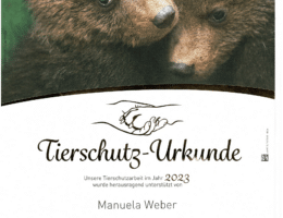 Tierschutz-Organisation „Vier Pfoten“ überreicht Manuela Weber Rödermark die Tierschutz-Urkunde 2023