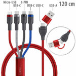 Callstel 8in1-Lade-/Datenkabel USB-C/A zu USB-C/Micro-USB/Lightning 60 Watt