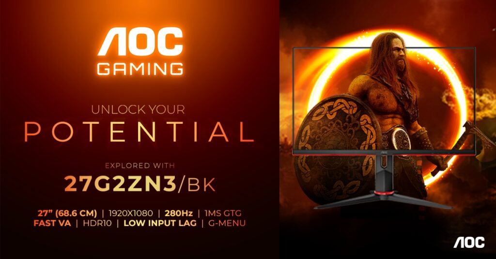 Der AOC GAMING 27G2ZN3/BK mit 280 Hz und Fast VA-Panel (Die Bildrechte liegen bei dem Verfasser der Mitteilung.)