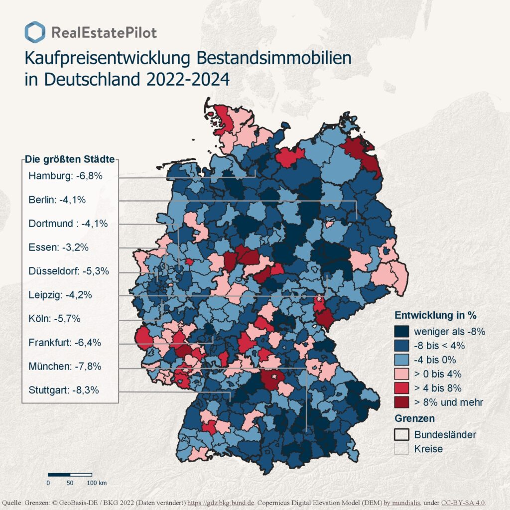 Karte der Preisentwicklung 2022-2024 (Die Bildrechte liegen bei dem Verfasser der Mitteilung.)