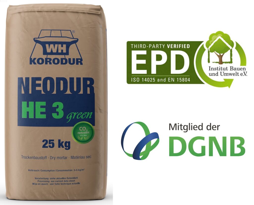 Als erstes Hartstoff-Einstreuprodukt weltweit verfügt NEODUR HE 3 green von Korodur über eine Produkt-EPD.