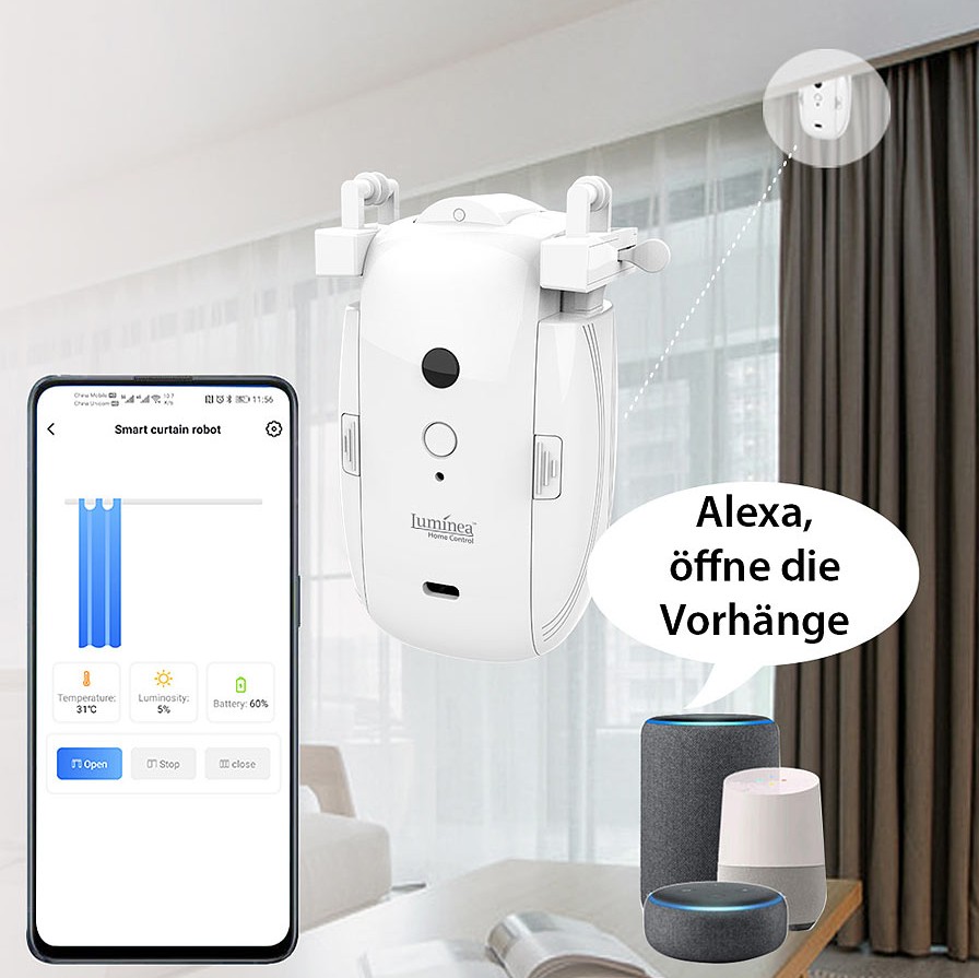 Luminea Home Control Smarter 3in1-Universal-Vorhangmotor (Die Bildrechte liegen bei dem Verfasser der Mitteilung.)