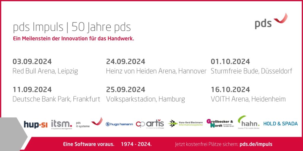 Auf Tour für das digitale Handwerk: pds startet Stadion-Eventreihe pds Impuls 2024 (Die Bildrechte liegen bei dem Verfasser der Mitteilung.)