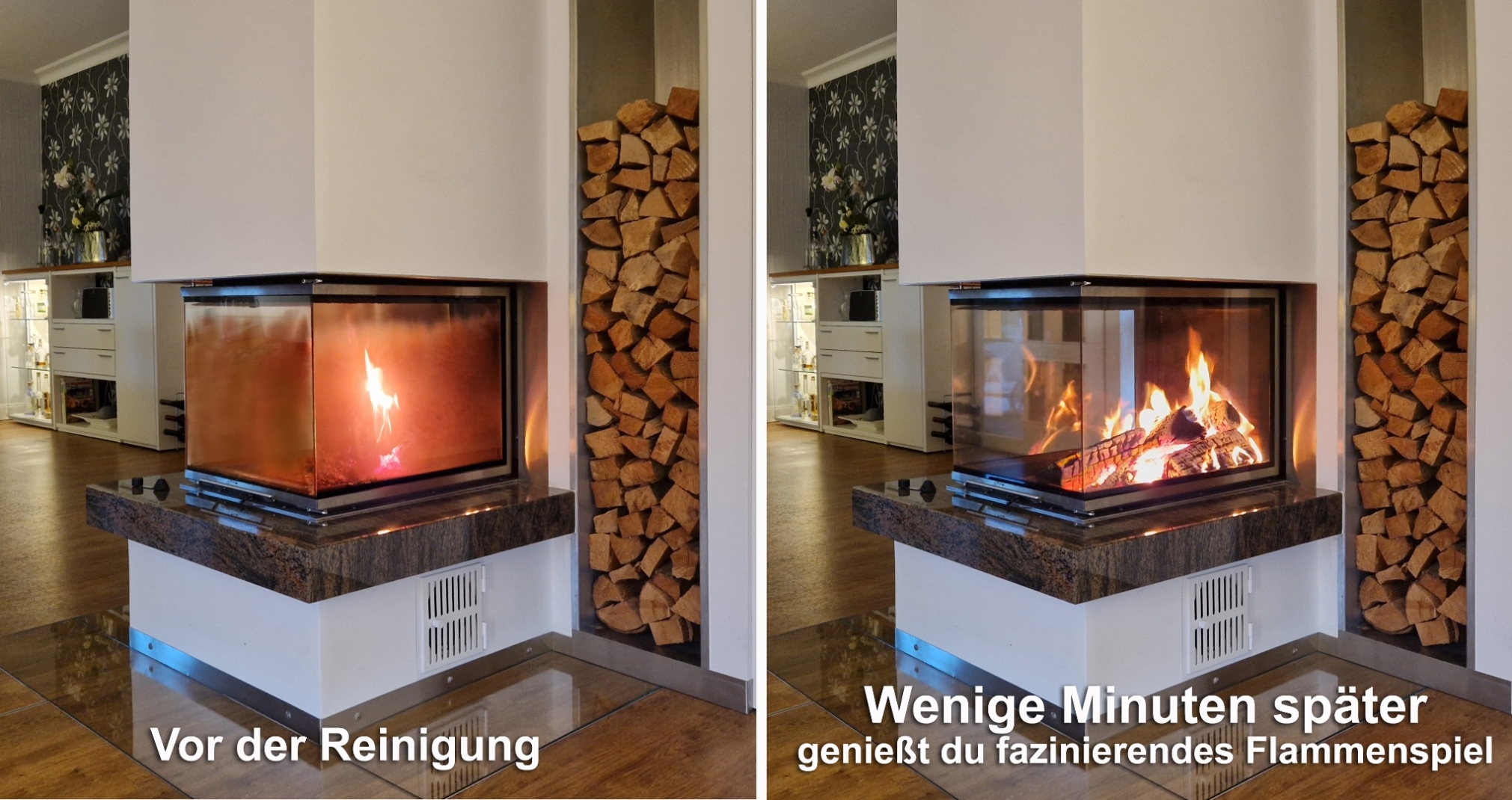 FEUERGLASKLAR.de zuständig für Sauberkeit rund um den Kamin (Die Bildrechte liegen bei dem Verfasser der Mitteilung.)