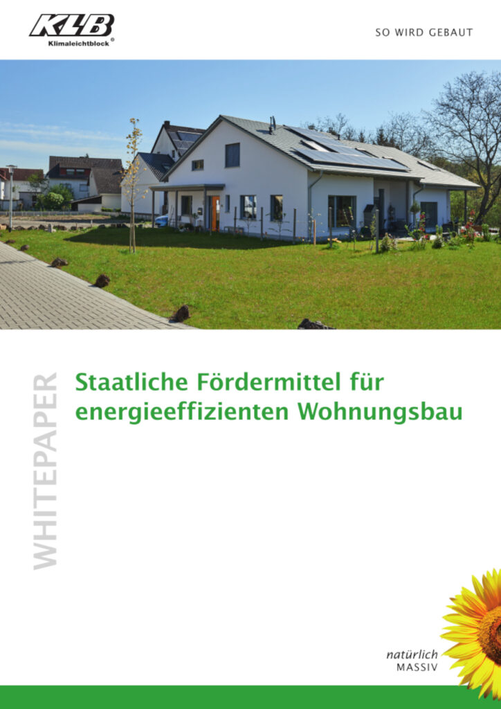 Das neue KLB-Whitepaper gibt Fachleuten und privaten Bauherren einen Überblick über die staatlichen Förderprogramme. (Foto: KLB)