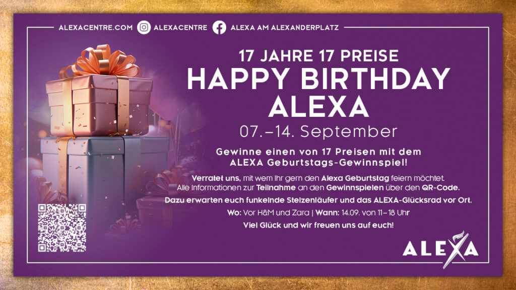 Am 14. September feiert das ALEXA am Alexanderplatz seinen 17. Geburtstag. (Bildquelle: Sierra Germany)