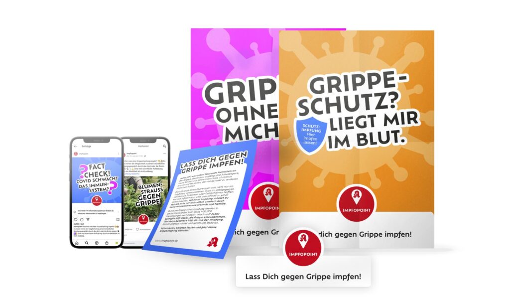 Apotheken werben vielfältig für die Grippeschutzimpfung im Herbst (Die Bildrechte liegen bei dem Verfasser der Mitteilung.)