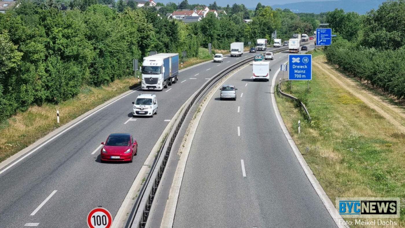 Neues Tempolimit auf Autobahn A60 bei Mainz-Finthen