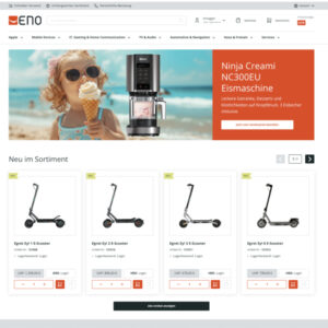 Die neue Oberfläche des ENO B2B-Onlineshops (Die Bildrechte liegen bei dem Verfasser der Mitteilung.)