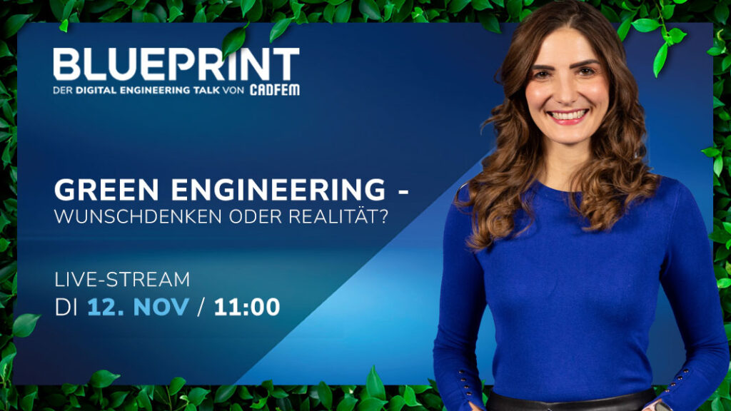 Sarah Yvonne Elsser moderiert den Blueprint Live Talk zum Thema Nachhaltigkeit im Engineering (Die Bildrechte liegen bei dem Verfasser der Mitteilung.)